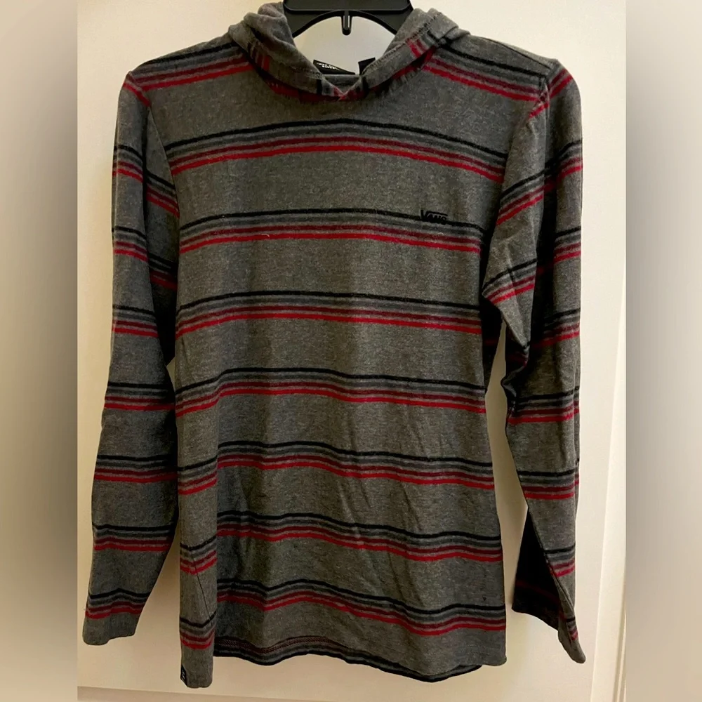 NWT Vans hoodie charcoal gray with stripes